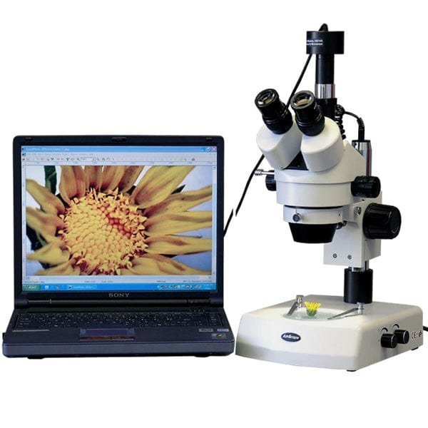 Amscope 3.5X-90X Stereo Zoom Microscope w Dual Halogen Lights, 10MP Camera SM-2TZ-10M